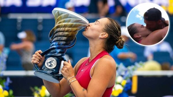 Aryna Sabalenka kisses boyfriend Georgios Frangulis after Cincinnati Open win