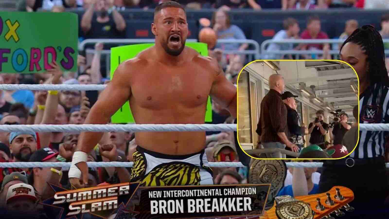 Fan footage captures Bron Breakker making his WWE Hall of Famer dad and uncle proud after winning Intercontinental Championship at SummerSlam