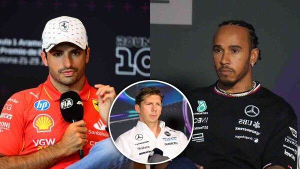 Carlos Sainz, James Vowles, and Lewis Hamilton