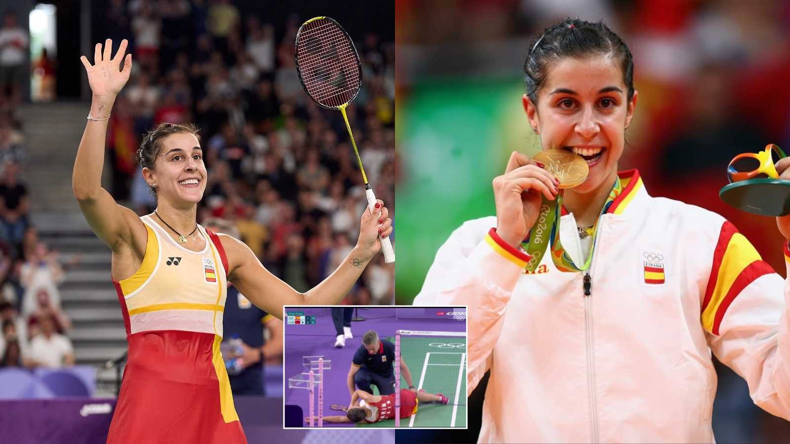 (Video) ‘Emotional’ Carolina Marin breaks down in tears after being forced to retire mid-match at Paris Olympics despite leading