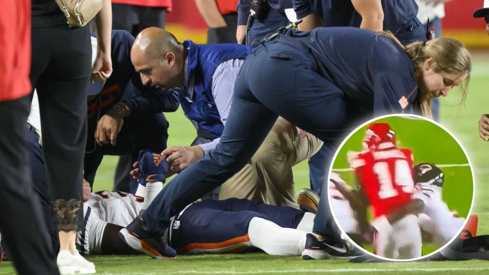 ‘Immobilized’ Douglas Coleman carried on stretcher after taking ‘brutal’ hit during preseason game against Chiefs