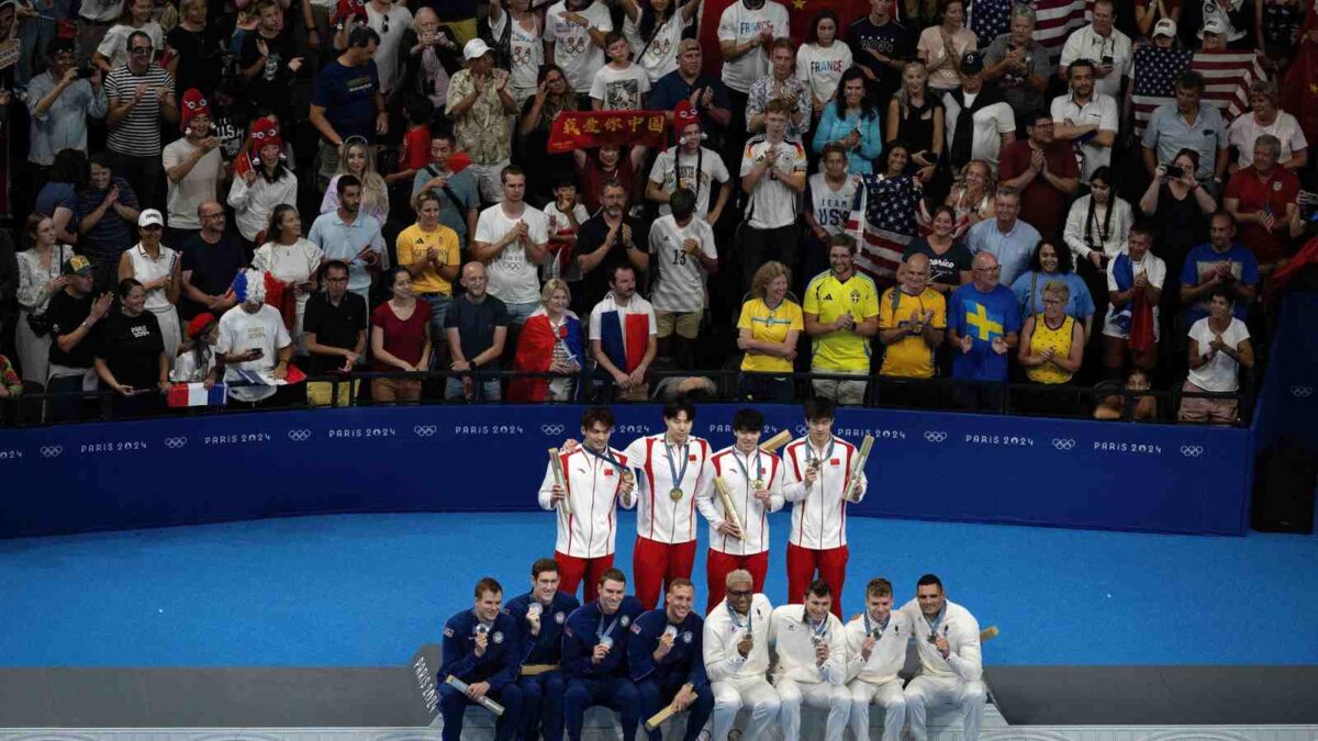 China awarded gold, USA silver and France bronze in men's 4x100m medley relay final swimming event, 2024 Paris Olympics