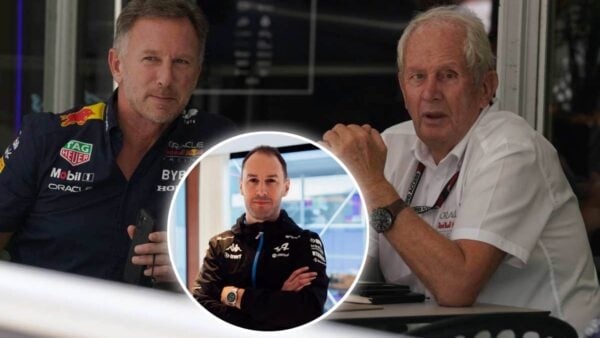 Christian Horner, Helmut Marko and Oliver Oakes