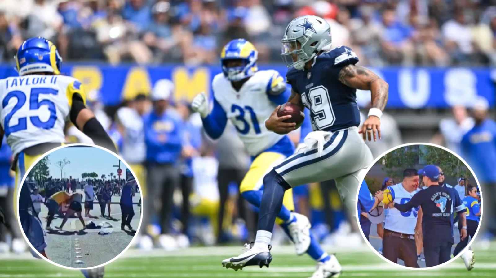 (Video) Cowboys fan brutally knocks Rams fan out in preseason game at Sofi Stadium