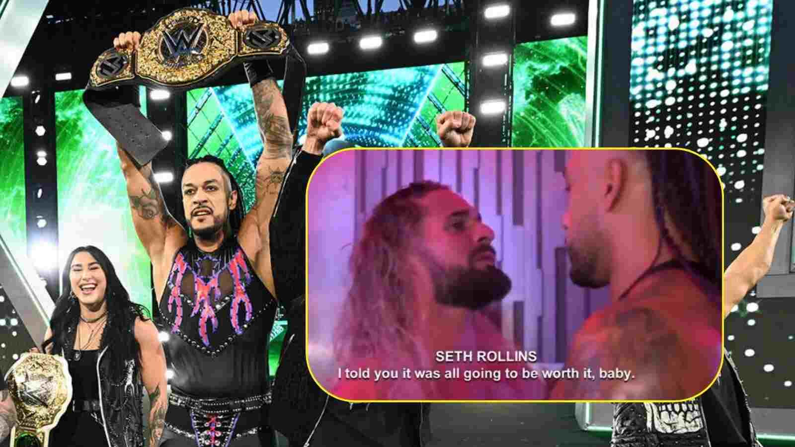 “Locker room leader sh*t”- Video of Seth Rollins’ final message to Damian Priest moments before his Money in the Bank cash-in at WrestleMania leaves WWE Universe emotional