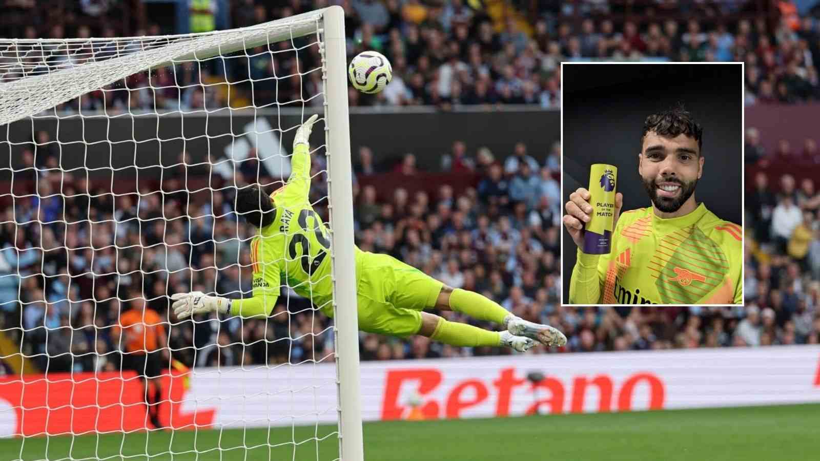 “Deserve this season’s golden glove”- Fans in disbelief as David Raya makes STUNNING recovery save as Arsenal beat Aston Villa in the Premier League