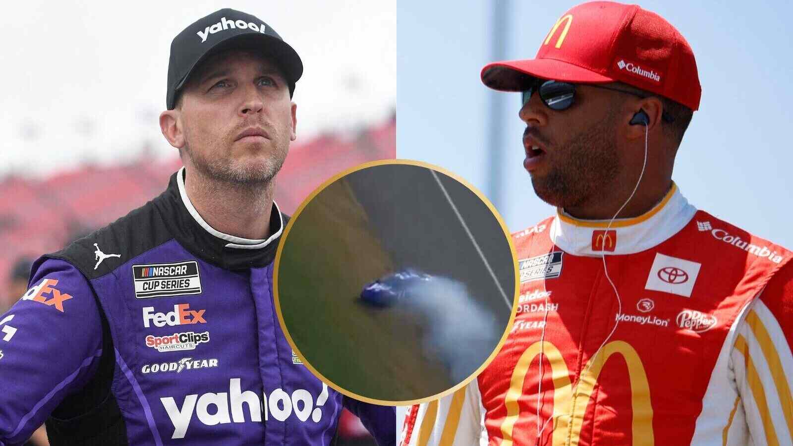 (Video) Michigan crowd hilariously celebrates Denny Hamlin spinning out while fighting Bubba Wallace for the lead with loud applause