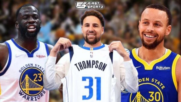 Draymond Green, Klay Thompson, and Steph Curry