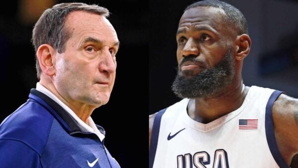 Former Team USA head coach Mike Krzyzewski and LeBron James