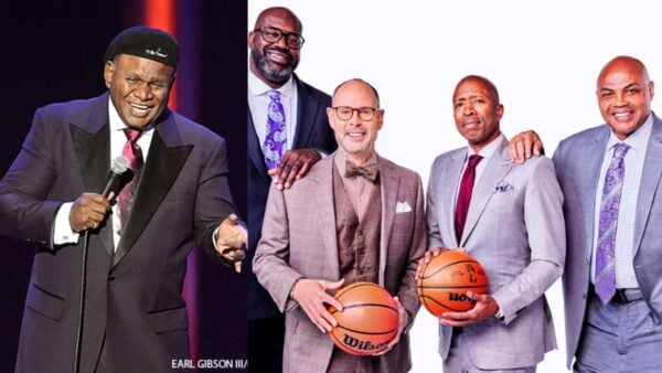 Comedian George Wallace and TNT’s Inside the NBA crew (Images via Open Source/X)