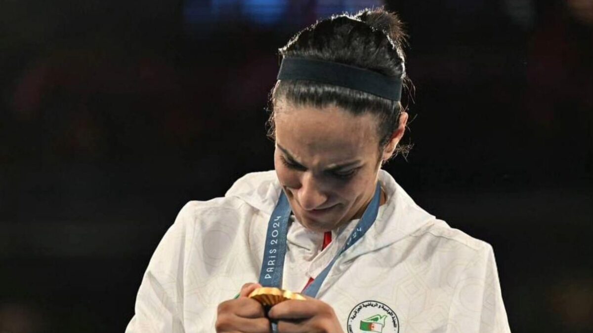 Imane Khelif in tears after winning Olympic gold