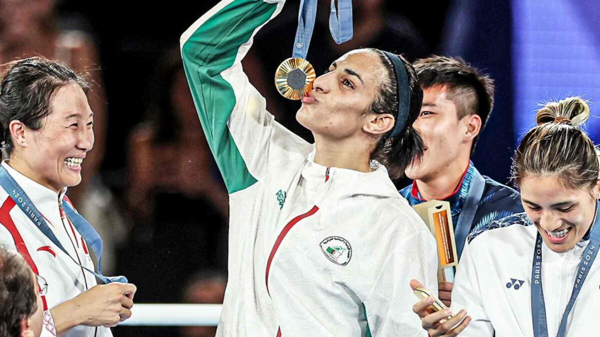 Imane Khelif with the Gold medal at the Paris Olympic Games