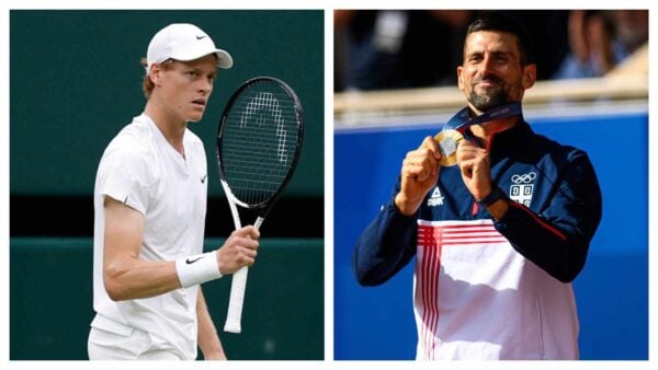 Jannik Sinner(L), Novak Djokovic(R)