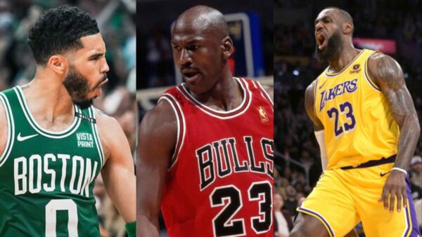 Jayson Tatum, Michael Jordan and LeBron James