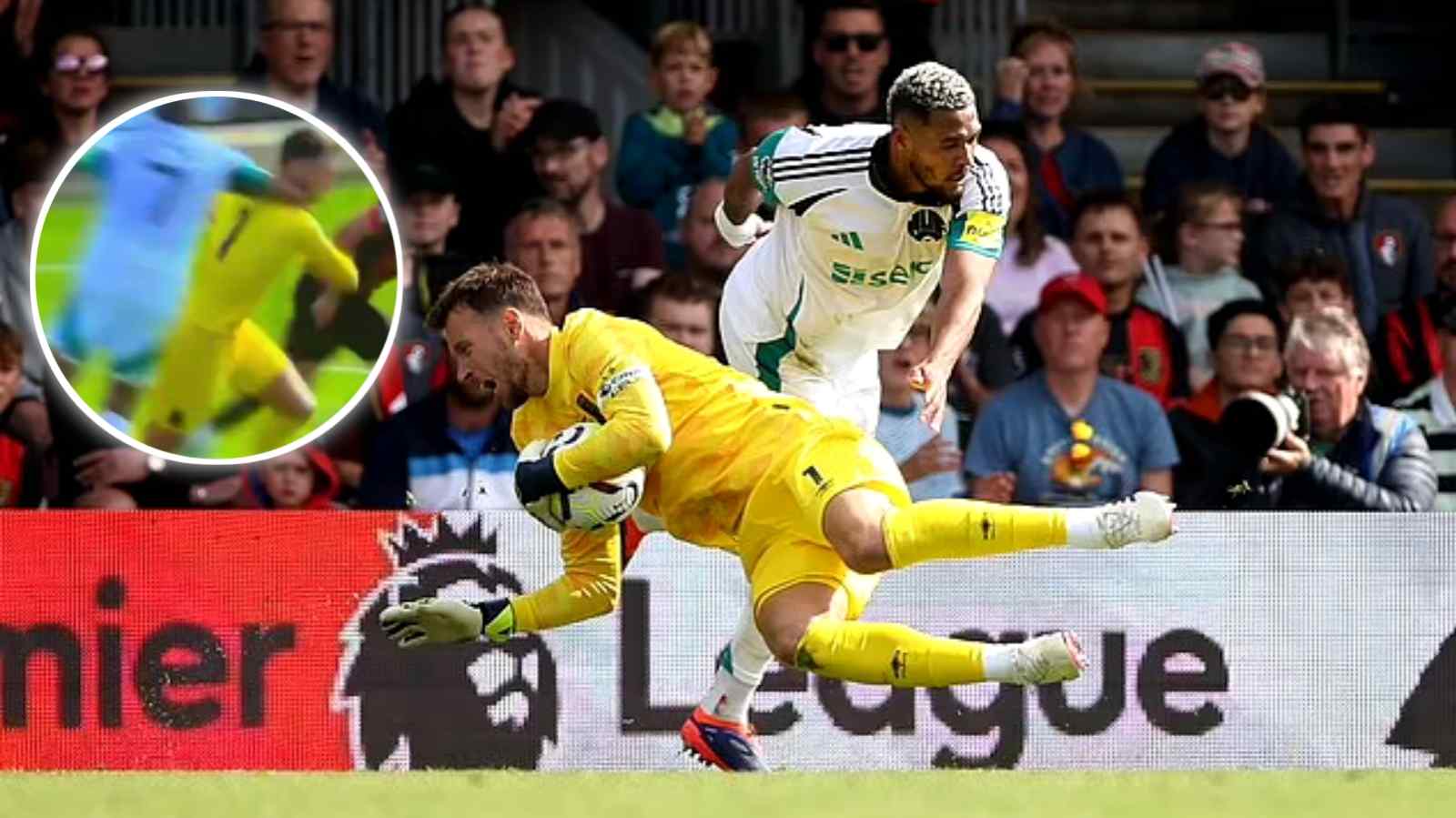 “What’s the point in VAR?”- Fans slam Premier League officiating as Joelinton’s ‘rugby tackle’ on Bournemouth keeper gets only a yellow