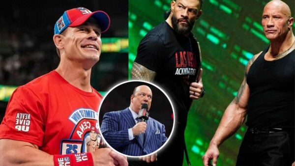 John Cena, Roman Reigns, and The Rock