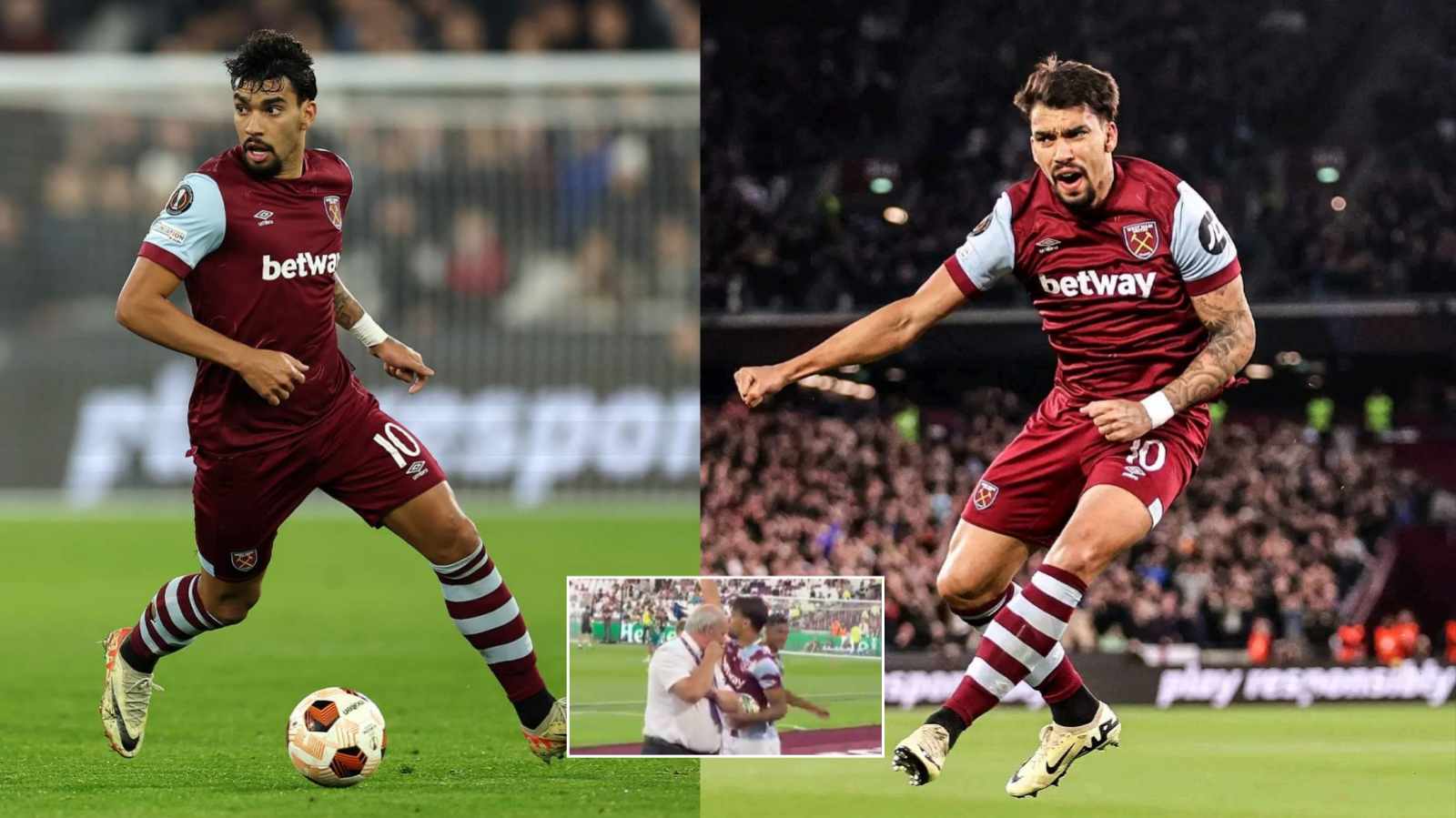 West Ham United star Lucas Paqueta HILARIOUSLY blames fans after accidentally hitting stadium security with football 