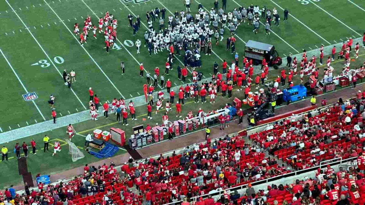 NFL preseason game halted as Kansas City Chiefs and Chicago Bears players wait after horrific injury