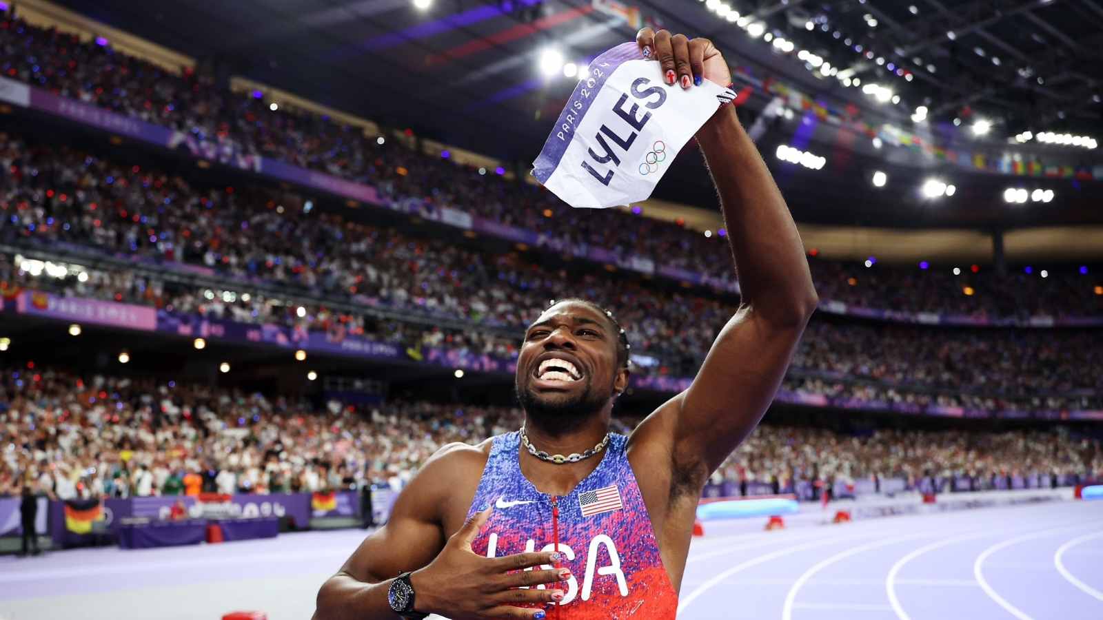 ‘Humble’ Noah Lyles gets POKED to ‘talk sh**’ about rival nations at Paris Olympics