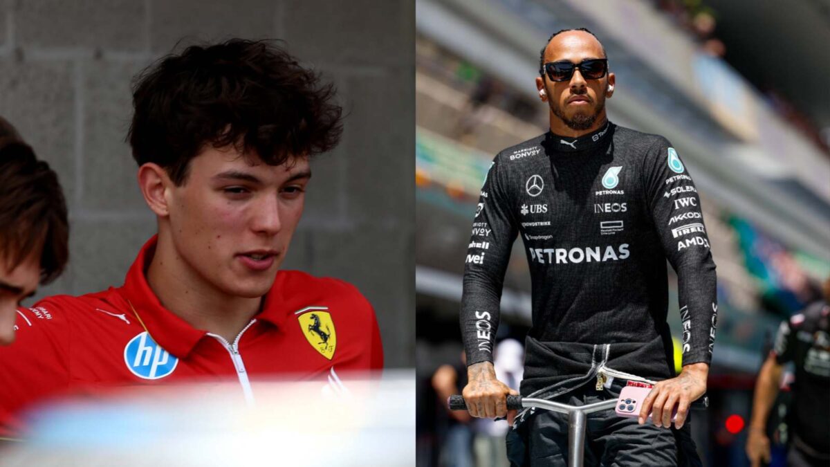 Oliver Bearman and Lewis Hamilton