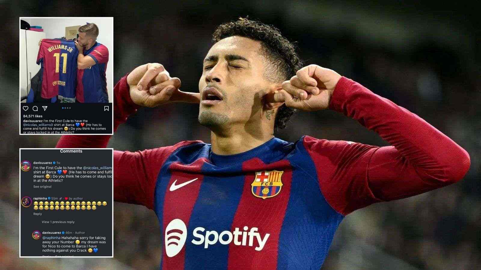 “It was disrespectful” – Barcelona captain Raphinha calls out fans for treatment during Nico Williams transfer saga