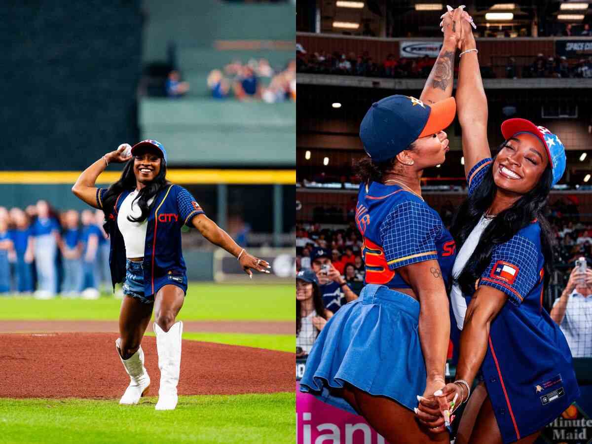 (Video) Simone Biles and Jordan Chiles savor MLB moment after first pitch in Astros vs. Royals game