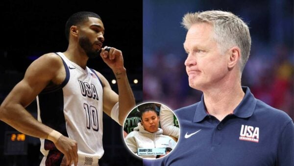 Team USA HC Steve Kerr, Jayson Tatum and his mother Brandy Cole at Paris Olympics