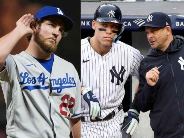 Trevor Bauer and Yankees captain Aaron Judge and manager Aaron Boone