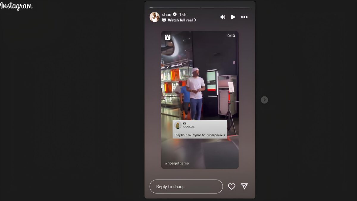 Shaquille O'Neal's Instagram story