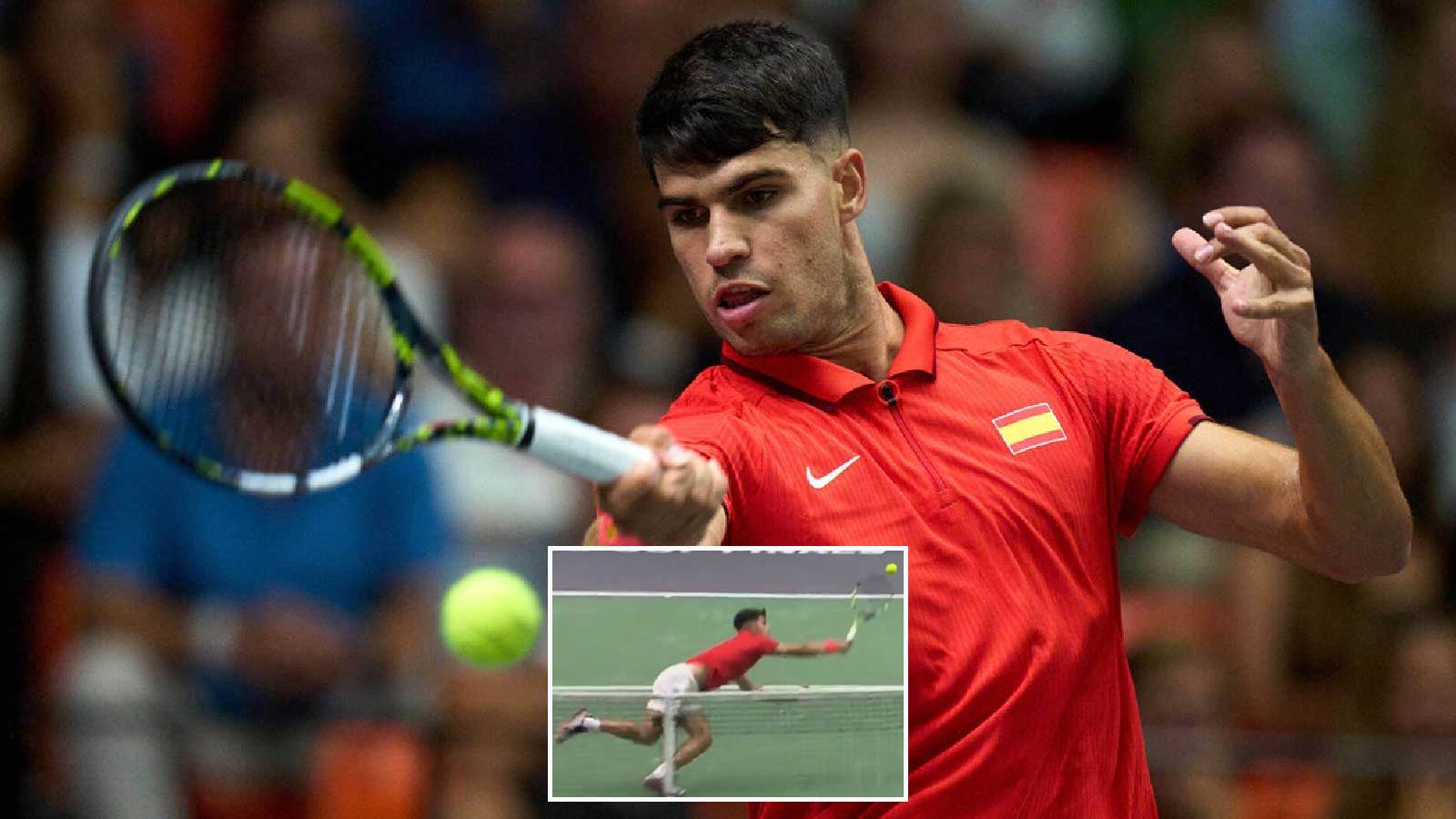 (Video) Carlos Alcaraz hits an outrageous shot against Tomas Machac at Davis Cup Finals Group Stage