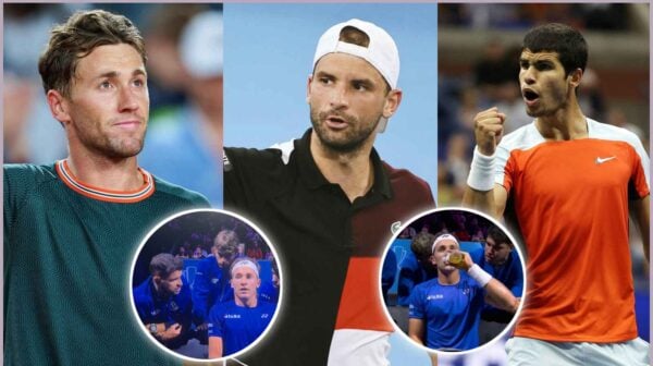 Carlos Alcaraz and Grigor Dimitrov were coaching Casper Ruud during the Laver Cup