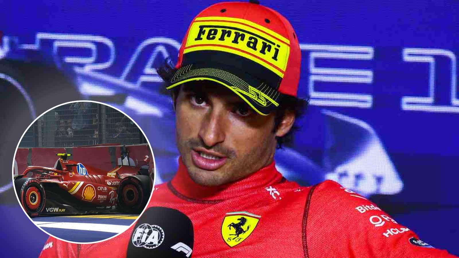 (Video) Carlos Sainz loses control of Ferrari SF24 and bins it during Qualifying at Singapore GP