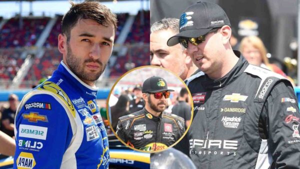 Chase Elliott, Martin Truex Jr. and Kyle Busch