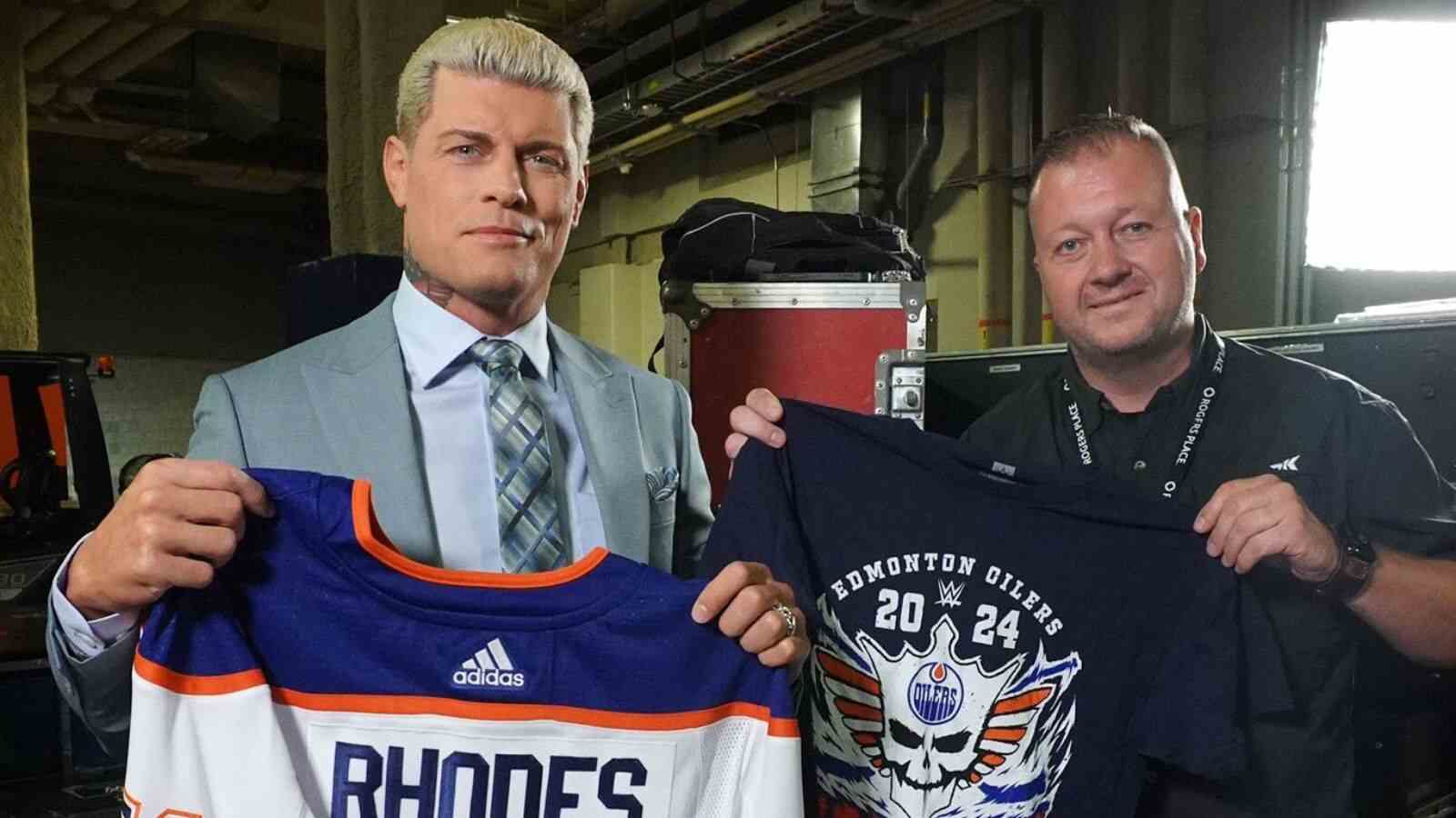 Cody Rhodes receives personalized Edmonton Oilers jersey at Rogers Place ahead of SmackDown