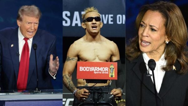 Donald Trump replied in a similar fashion to Kamala Harris as Tony Ferguson did to Fabricio Werdum back in 2017