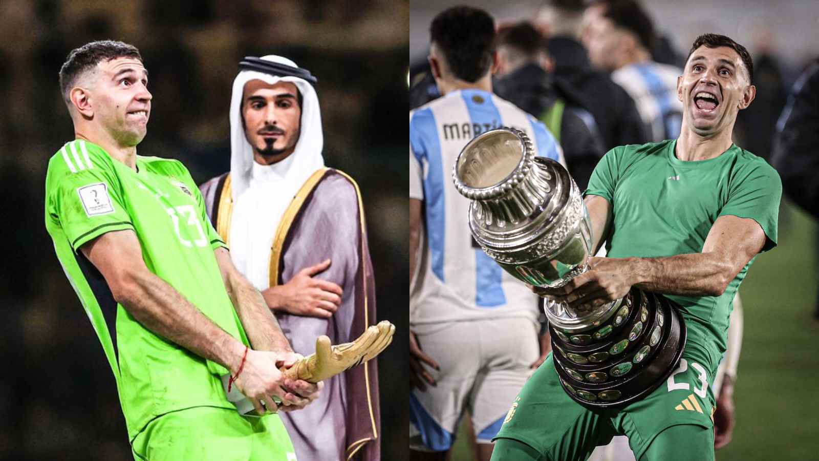 Emiliano Martinez recreates CONTROVERSIAL World Cup celebration with Copa America trophy despite ‘regretting’ it earlier