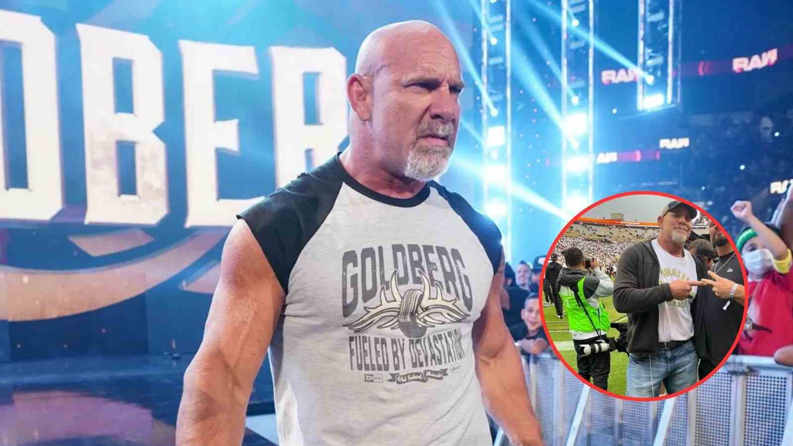 “F**k it give me this match”- Wrestling fans amped up as Goldberg poses with current WWE Champion ahead of Baylor Bears vs. Colorado Buffaloes NCAAF game