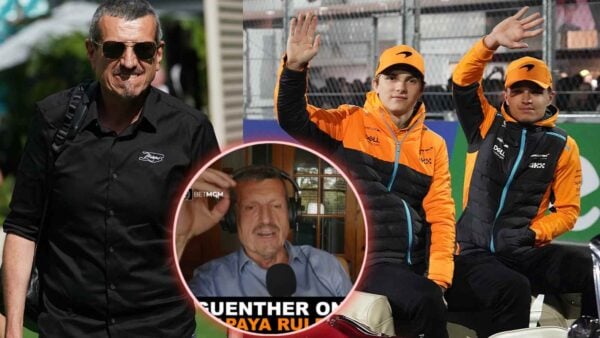 Guenther Steiner and Oscar Piastri with Lando Norris