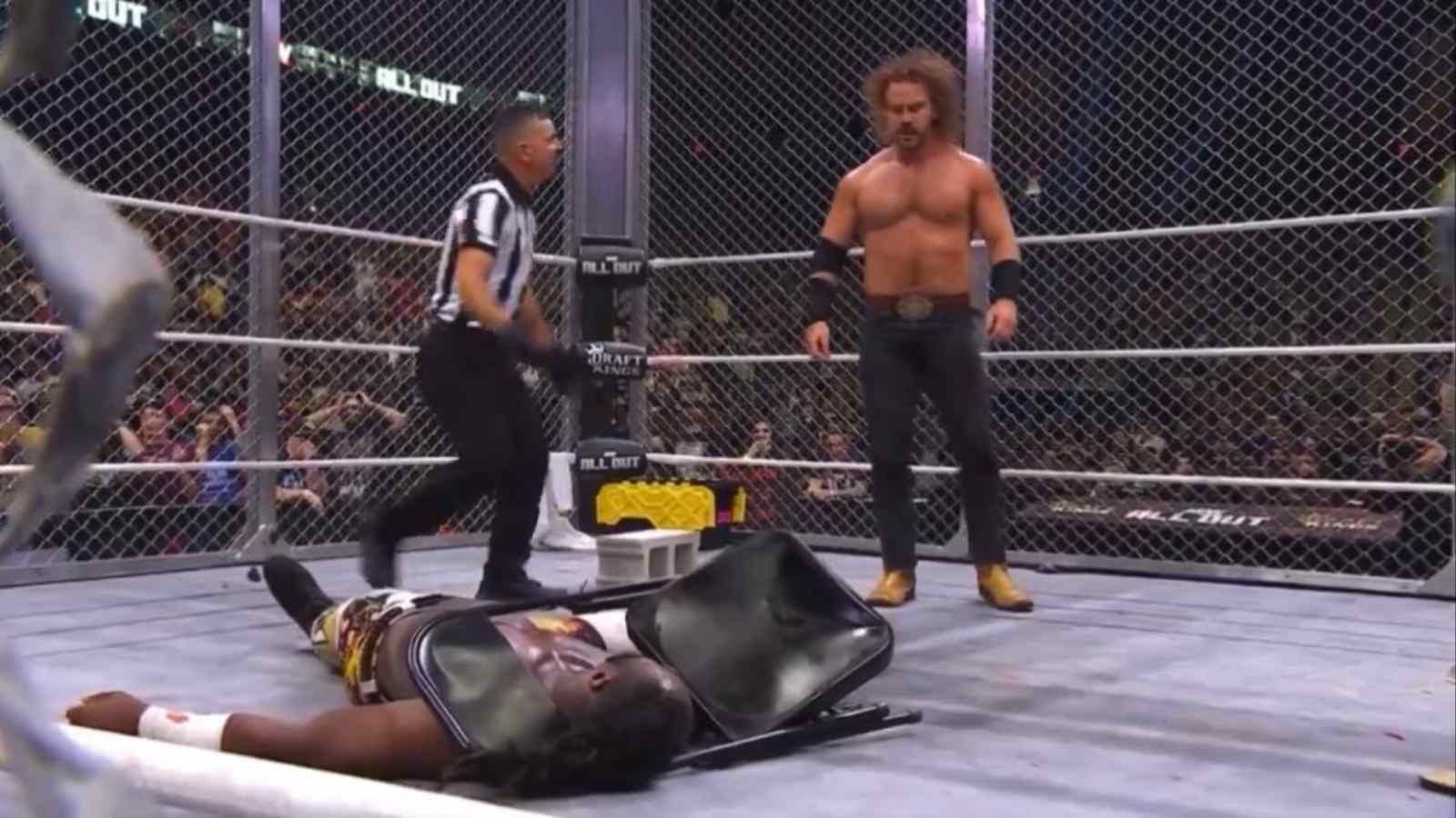 “You can’t fake that shi”- Wrestling fans left speechless after “Hangman” Adam Page almost decapitates Swerve Strickland to win violent match at AEW All Out 2024