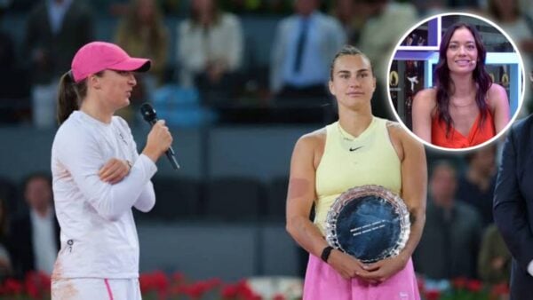 Iga Swiatek and Aryna Sabalenka, (in circle) Alize Lim (via Tennis365/X)