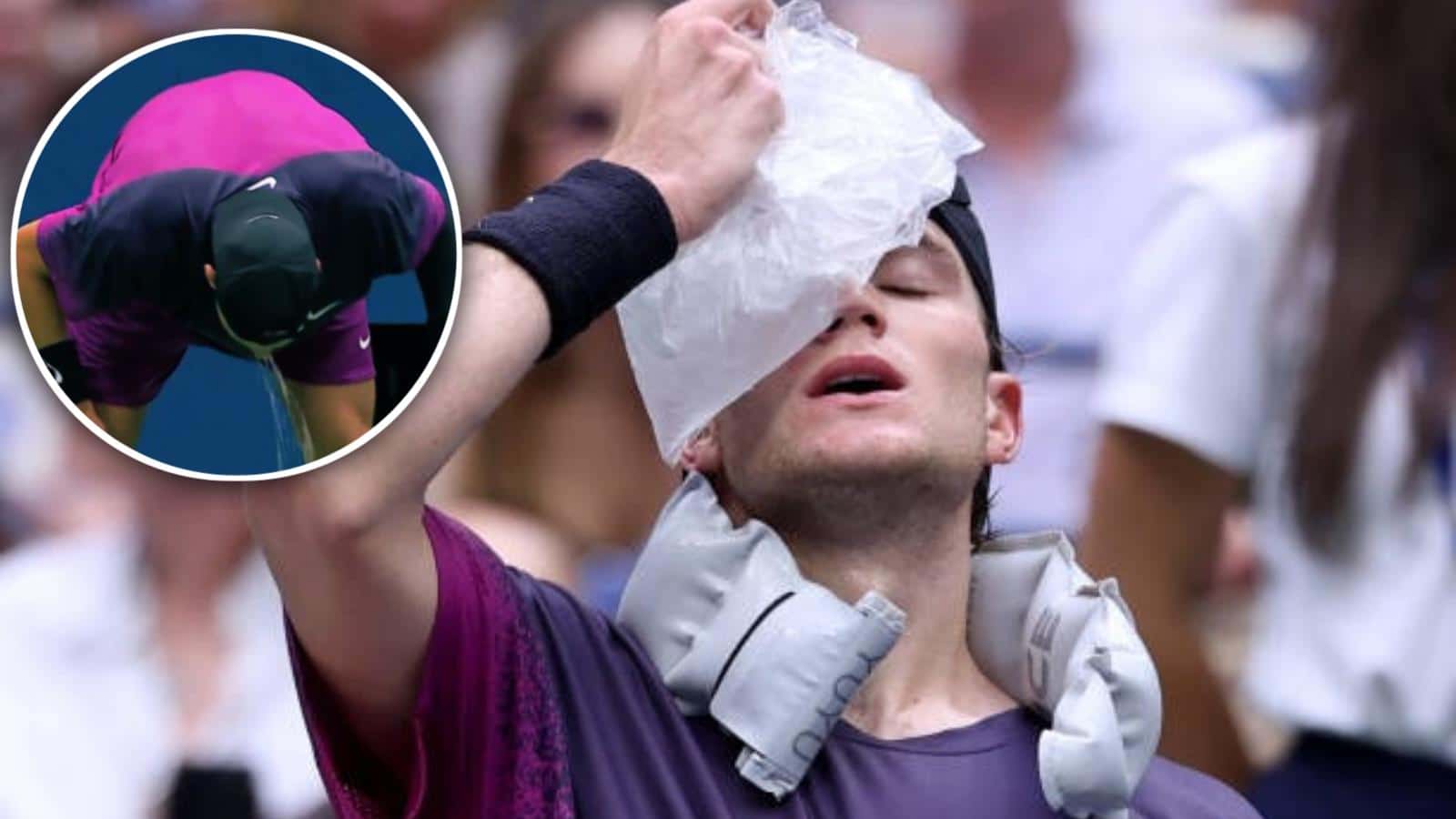 (Video) Jack Draper vomits multiple times during US Open semifinal against Jannik Sinner