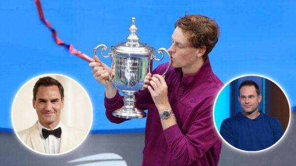 Jannik Sinner, (in circle) Roger Federer and Andy Roddick (via Forbes, Marca/Good Morning America)