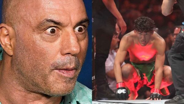 UFC's youngest fighter Raul Rosas Jr. recreates Joe Rogan's 'wildest submission ever' in training. (via Imago/X)