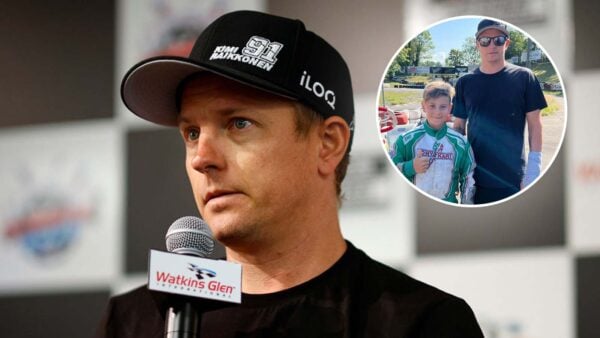 Kimi Raikkonen and his son Robin (via CupScene.com, scuderiafans.com, Screenshot)