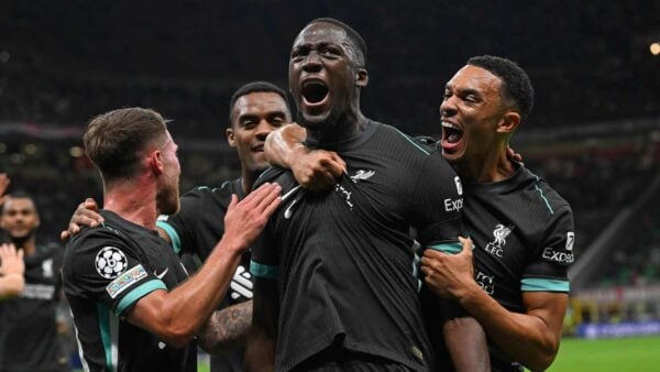 Ibrahima Konate after scoring vs Milan