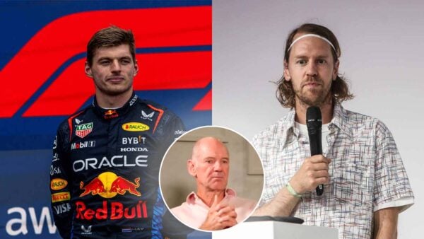 Max Verstappen, Sebastian Vettel (via IMAGO) and Adrian Newey (via High Performance Podcast)