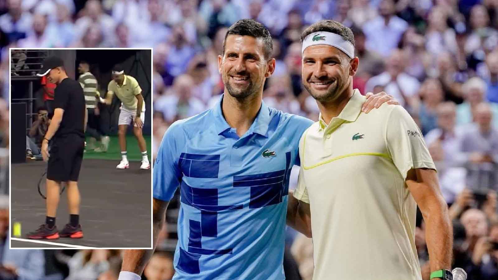 (Video) Grigor Dimitrov gives his racket to a ball boy to play against Novak Djokovic during Saudi Exhibition match