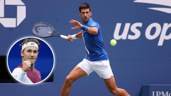 Novak Djokovic and Casper Ruud (via US Open/Sky Sport)