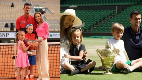 Novak Djokovic with his kids and wife