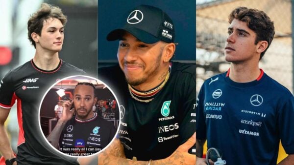 Oliver Bearman, Lewis Hamilton and Franco Colapinto